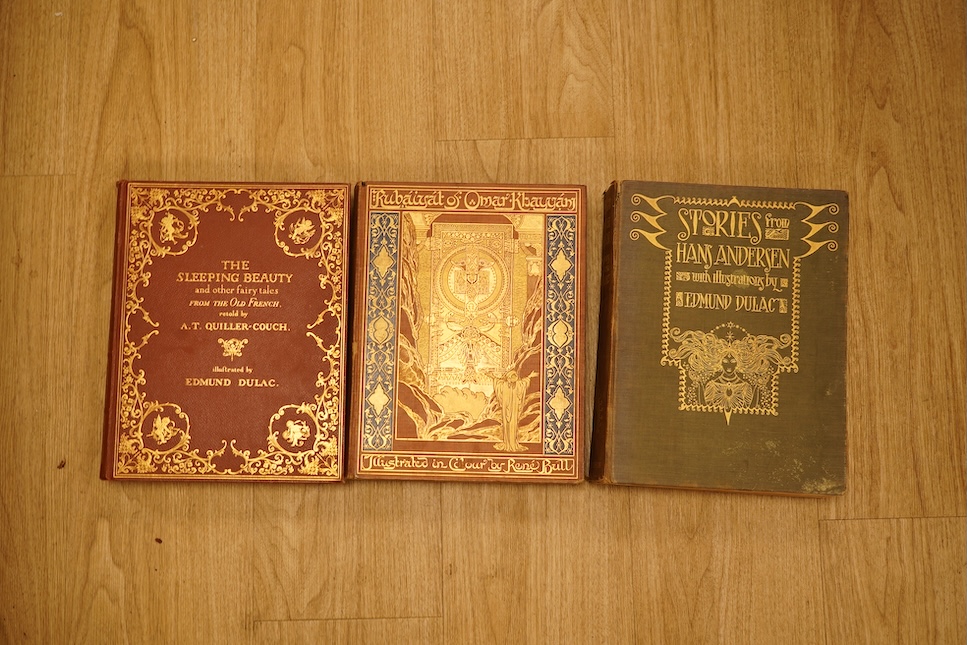 Quiller-Couch, Arthur - The Sleeping Beauty and other Fairy Tales ... decorated title, 30 coloured and mounted plates with captioned guards, text decorations (by Edmund Dulac); publisher's gilt pictorial morocco, 4to. Ho